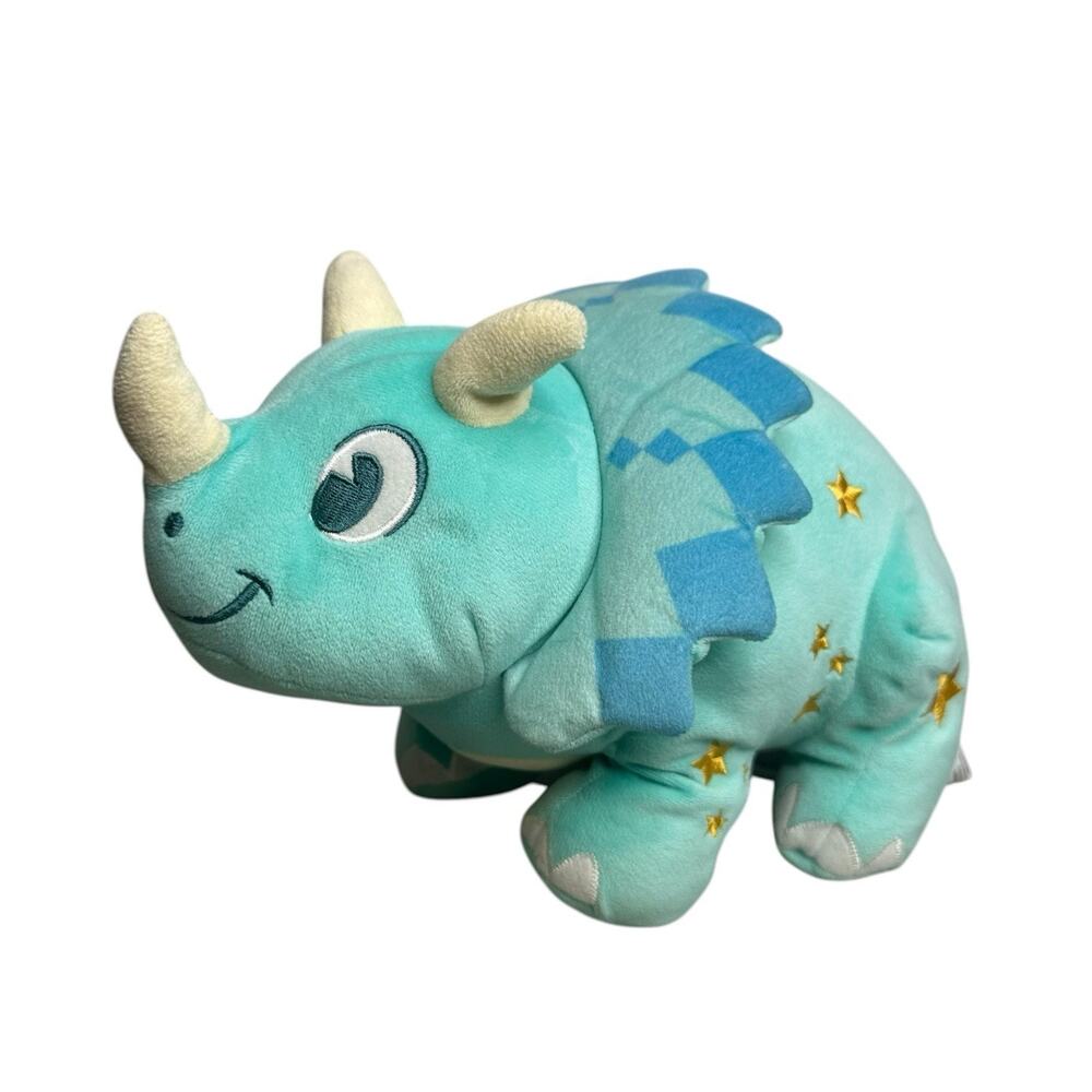Disney Animal Kingdom Triceratops Dinosaur Plush Turquoise Gold Stars Dinoland